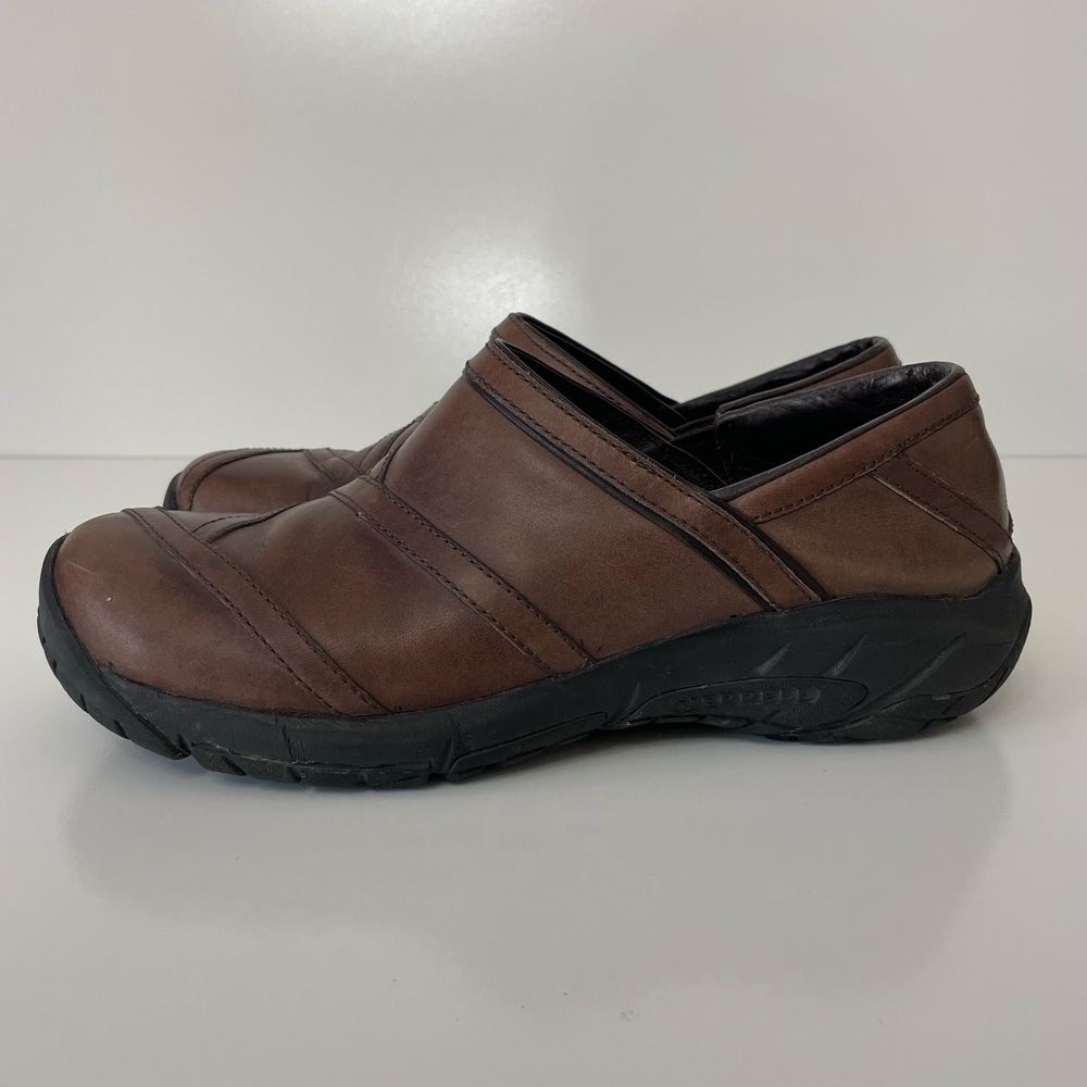 Merrell Encore Eclipse Leather Coffee Bean Brown Slip-On Shoes Womens 9 Teacher